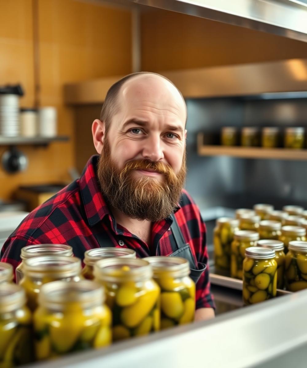 Torrey Johnson, founder of Dillicious Pickles, in the Palmer production kitchen